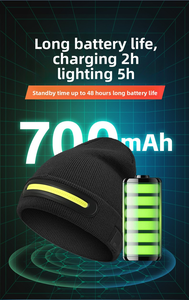 5h IP68 impermeable USB recargable LED faros gorra linterna <span class=keywords><strong>Bluetooth</strong></span> gorro de punto con Control táctil para deportes al aire libre - Product Image 4