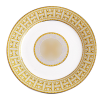 Assiettes de luxe en céramique dorée, logo personnalisé, assiettes de présentation dorées vintage en porcelaine pour mariage