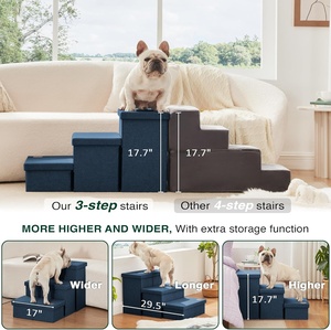 Escaleras de 3 escalones para perros para camas, escalones plegables para mascotas para perros pequeños, medianos y grandes, gatos, azul marino, capacidad de 200 libras, sin condominio - Product Image 3