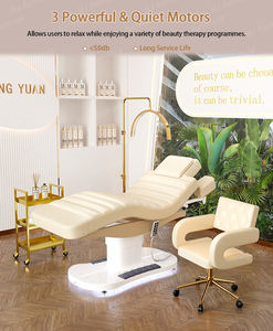 Lit de salon de beauté électrique de luxe à 3/4 moteurs, en cuir PU moderne, table de massage pour soins du visage et spa avec base lumineuse LED, lit pour extensions de cils - Product Image 5