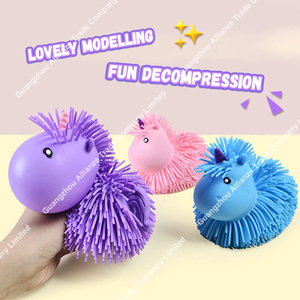Custom <b>Squeeze</b> Sensory Fidget Toy Unisex Bushy Hair Unicorn TPR <b>Ball</b> Eco-Friendly Air Filled With Light Fun for Children - Product Image 3