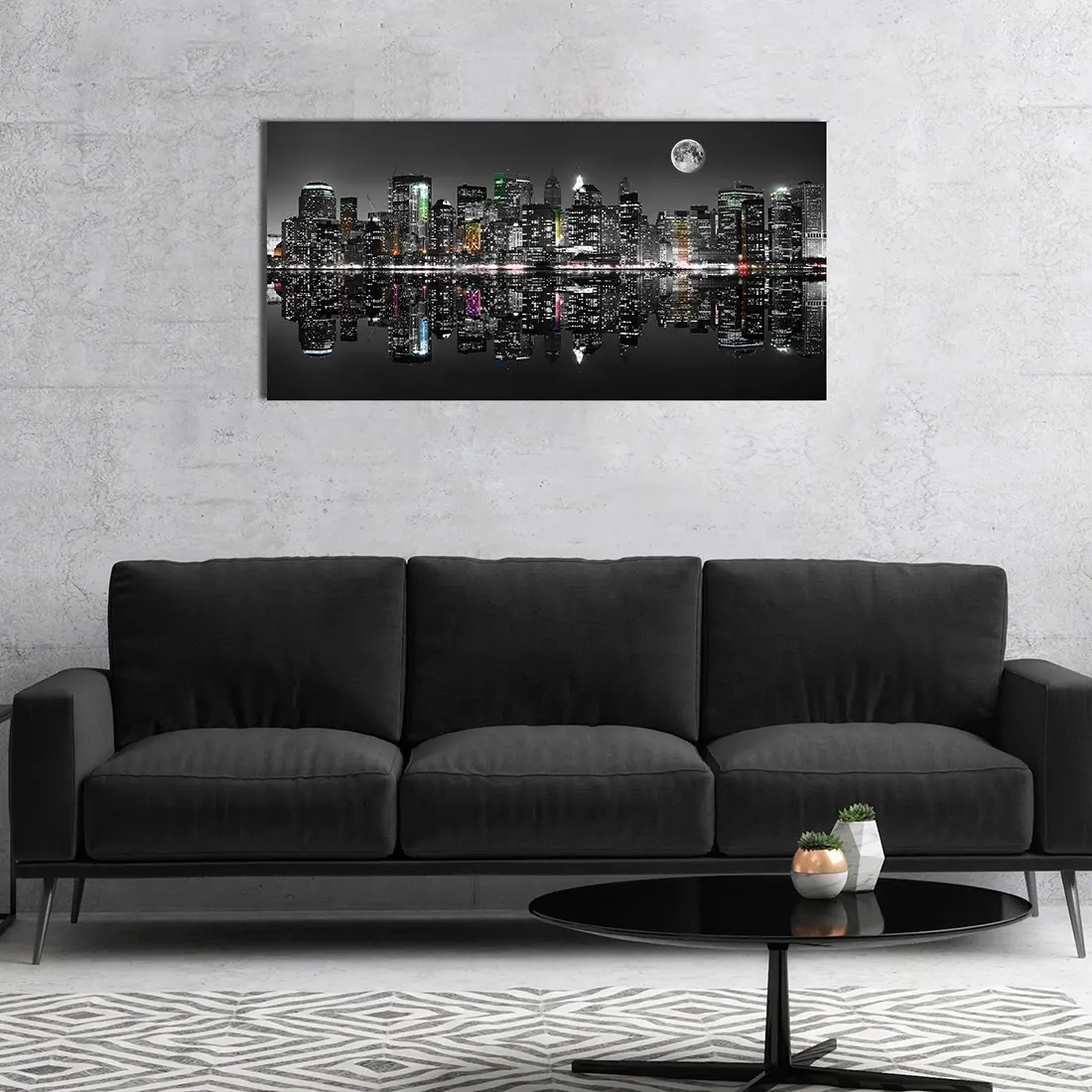 New York City Night View Wall Art For Living Room Bedroom Oil Paintings on Canvas