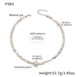 Collier ras du cou pour <span class=keywords><strong>femme</strong></span> en acier inoxydable avec perles de coquillage, design irrégulier, style vintage, luxe léger, en stock - Product Image 2