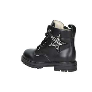 Bottes de combat Balducci pour filles, noires, avec détails étoiles, à lacets, hauteur cheville - Product Image 3