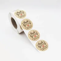 Étiquettes alimentaires adhésives de logo de marque professionnelle personnalisées Rouleau d'étiquettes d'emballage en papier rond imperméable en vinyle avec autocollants personnalisés