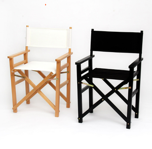 Tabouret pliant portable en bois de hêtre massif, imprimé avec logo, chaise de directeur contemporaine pour loisirs, maquillage et jardin, idéal pour l'extérieur et les parcs - Product Image 3