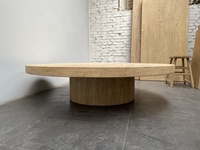 Table à café en bois d'orme recyclé, ensembles de meubles de salon de luxe naturel, table centrale d'accent rond