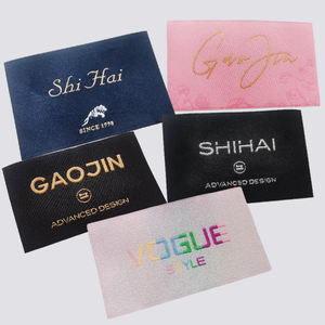 Étiquettes de vêtements personnalisées en satin tissé pour vêtements, logo tissé de haute qualité et étiquettes de col lavables à <span class=keywords><strong>coudre</strong></span> - Product Image 4