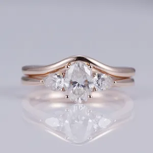 Rose Gold Wedding Ring High quality Diamond Ring With GRA Certificate Oval Cut Three Stone Moissanite Ring