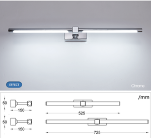 COMBO Lampe LED chromée pour miroir 3500K Blanc chaud, éclairage de salle de bain à montage en surface, design moderne, IRC 85+ - Product Image 5