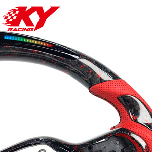 Volant en fibre de carbone forgée rouge personnalisé avec LED RPM pour Honda Civic 11e génération, Accord 10e génération, Acura Integra Type S, CRV - Product Image 2