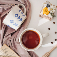 도매 12oz 매트 화이트 디자인 인쇄 얼룩덜룩 한 소박한 빈티지 세라믹 커피 머그잔