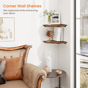 Étagères d'angle flottantes avec trou de cordon <span class=keywords><strong>pour</strong></span> boîte à câbles de haut-parleur Étagère de rangement <span class=keywords><strong>suspendue</strong></span> en bois Étagère d'angle Support mural - Product Image 4