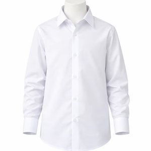 Chemise d'uniforme scolaire en popeline de coton pour garçons, manches longues, chemise scolaire classique pour enfants - Product Image 1