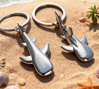 Porte-clés en métal 3D personnalisé avec logo de dessin animé, grand requin, animal marin, décapsuleur, porte-clés requin baleine vierge