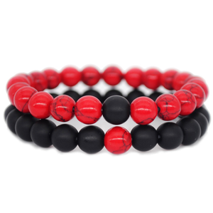 Venta caliente 2PCS por conjunto parejas pulsera de distancia clásica piedra natural blanco y negro Yin Yang con cuentas pulsera - Product Image 3