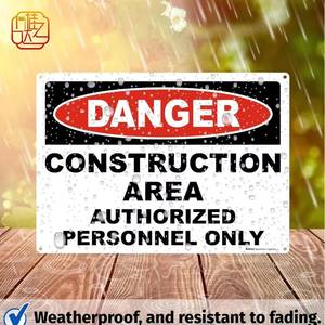 Açık kurallar ve yönergeler ile alüminyum, yağmur geçirmez tipten yapılmış 14 inç x 10 inç "tehlikeli inşaat alanı güvenlik işareti" - Product Image 5