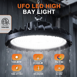 ไฟ LED สำหรับคลังสินค้า ไฮเบย์ 150W 240W 300W ไฟร้านค้าแบบยูเอฟโอ โคมไฟเชิงพาณิชย์ โคมไฟไฮเบย์อุตสาหกรรม ETL 5000K - Product Image 2