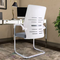 Chaise de bureau ergonomique à dossier haut en maille avec support lombaire, chaise de conférence à pieds fixes pour le personnel de bureau, prête à être expédiée
