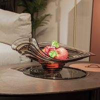 Bol à fruits de luxe en verre soufflé à la main, couleur chocolat irrégulière, plat de présentation pour villa, décoration de table de mariage, vente en gros