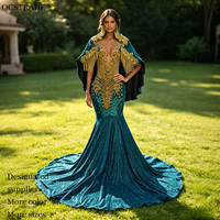 Robe de soirée sur mesure Ocstrade, ornée de perles, avec cape à capuche, strass étincelants, pour occasions formelles et fêtes, personnalisable