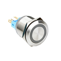 Interrupteur à bouton-poussoir miniature étanche 22 mm 2024, interrupteur à bouton-poussoir momentané rond éclairé, interrupteurs à bouton-poussoir momentanés en métal