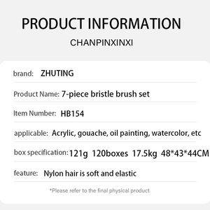 Ensemble de 7 pinceaux à huile professionnels en poils de sanglier naturels à long manche en bois pour la <span class=keywords><strong>peinture</strong></span> à l'huile et à l'acrylique - Product Image 3