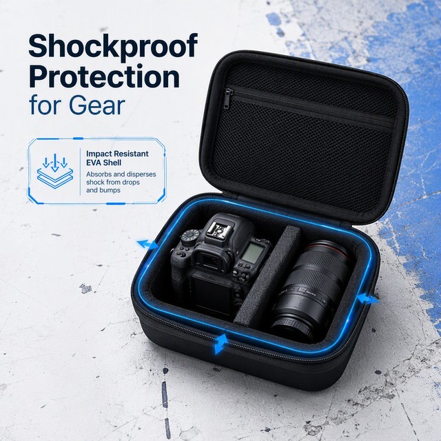 Waterproof EVA Hard Shell Camera Case Shockproof Storage Bag for DSLR Mirrorless Camera Lens