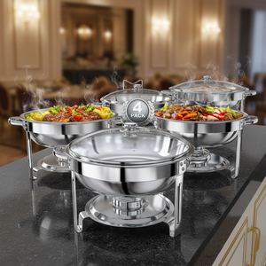 Juego <span class=keywords><strong>de</strong></span> Recipientes para Buffet <span class=keywords><strong>de</strong></span> Acero Inoxidable 201, Calentador <span class=keywords><strong>de</strong></span> <span class=keywords><strong>Alimentos</strong></span> a Base <span class=keywords><strong>de</strong></span> Alcohol, 5L, Control <span class=keywords><strong>de</strong></span> Temperatura <span class=keywords><strong>de</strong></span> 85-100°C, Duración <span class=keywords><strong>de</strong></span> 12 Horas - Product Image 1