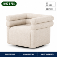 Fauteuil pivotant en lin crème, fauteuil d'appoint rembourré pour salon, OEM ODM personnalisé