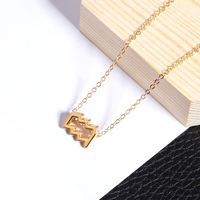 Collier tendance en acier inoxydable plaqué or 14 carats avec chaîne à maillons et signes du zodiaque pour homme et femme