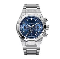 Montres automatiques mécaniques en acier pour hommes, design personnalisé, calendrier phases solaires, pour marque privée