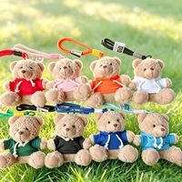 Porte-clés ours en peluche mignon de dessin animé, breloque ours en peluche 3D avec capuche, pendentif animal en peluche doux, décoration de sac à dos, cadeau pour ami