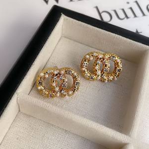 Pendientes de Perlas de Diseño de Marca de Moda, Chapados en Oro de 18k, Acero Inoxidable, Aro de Lujo, Letra <span class=keywords><strong>GGCC</strong></span>, Pendientes de Diseño - Product Image 5