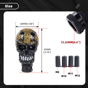 Car Gear <b>Knob</b> Skull Design <b>Black</b> Gold Pattern Plastic Shift <b>Knob</b> For Car Interior Customization - Product Image 3