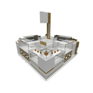 Artworld hiển thị 12ft bởi 12ft bằng gỗ Nước hoa hiển thị kiosk mỹ phẩm gian hàng với kính hiển thị trường hợp - Product Image 1