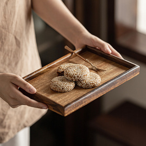 Walnut Wood <b>Tea</b> <b>Tray</b> Rectangular Serving <b>Tray</b> For <b>Tea</b> Coffee Fruit Household Use - Product Image 3