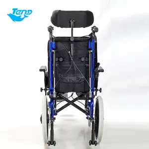 Sedia a rotelle di buona qualità sedia a rotelle manuale reclinabile per paralisi cerebrale paziente con schienale alto per bambini adulti con freni