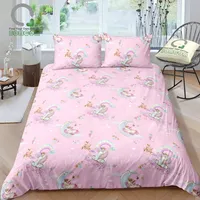 Set Tempat Tidur 3D Sarung Selimut Cetak Grosir Kartun Unicorn Fashion Selimut Penutup Bawah
