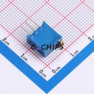 Résistance/potentiomètre réglable 3296W-1-205LF, composant traversant (THT)-3P, 9,5x4,9 mm, résistance 2 mOhm, 10 %, 500 mW, 250 ppm/ ℃ - Product Image 2