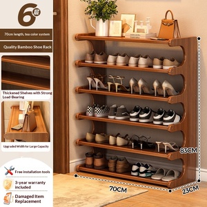 6-tier Bamboo <strong>Shoe</strong> <strong>Rack</strong> Simple Multi-layer Dustproof Wide Narrow Doorway Indoor Outdoor Household <strong>Storage</strong> - Product Image 6