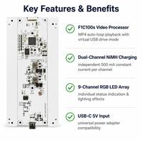 Base de Carga para Control de Videojuegos, Cargador de Batería NiMH PCBA con Reproducción de Video MP4 e Indicador RGB, Doble USB-C 5V 500mA