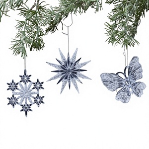 Transparent Acrylic Elk <b>Snowflake</b> Star Pendants Christmas Tree Holiday <b>Decorations</b> Set - Product Image 1