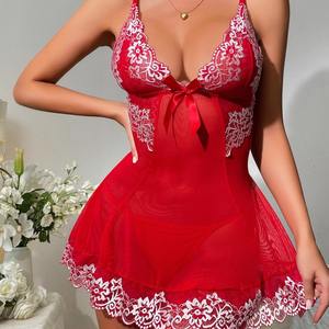 Nuovo Completo Natalizio Tentazione Tre Pezzi in Peluche Trasparente con Farfalla, Sottoveste Sexy per Donne - Product Image 3