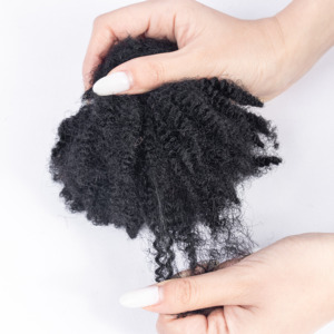 Extensions de Cheveux Bouclés Crépus Afro <span class=keywords><strong>Lock</strong></span>, Cheveux Humains à Tresser 4B 4C, Vrac Brésilien pour Tresses Crochetées Noir Naturel - Product Image 2