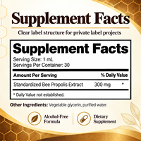 Gouttes liquides de propolis d'abeille premium, extrait standardisé sans alcool pour le bien-être quotidien des adultes, options d'approvisionnement OEM et marque privée