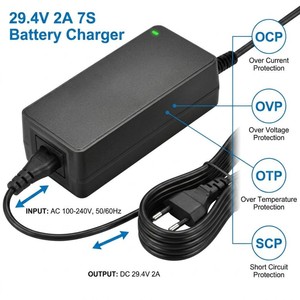 Adaptateur de <span class=keywords><strong>chargeur</strong></span> de batterie Li-ion 29,4 V 2 A pour vélo électrique, scooter, batterie au lithium LifePO4 7S 24 V 25,2 V 29,4 V - Product Image 6