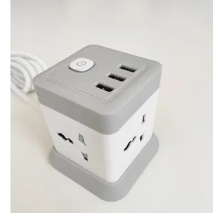 New Design 4 Way 3 USB Universal RubikのCube USB Dock Smart Power Socket Strip With Indicator Light And Electric Extension Cord