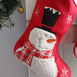 Cadeau de Noël personnalisé : Chaussette de Noël en velours peluche de 16 pouces, bonhomme de neige, <span class=keywords><strong>Père</strong></span> Noël, sac à bonbons rouge, décoration de cheminée et d'arbre pour broderie - Product Image 2
