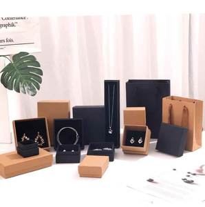 Customized Jewelry Packaging with <b>Black</b> Lid and Bottom <b>Box</b> Kraft Paper Cardboard Jewelry Packaging - Product Image 6